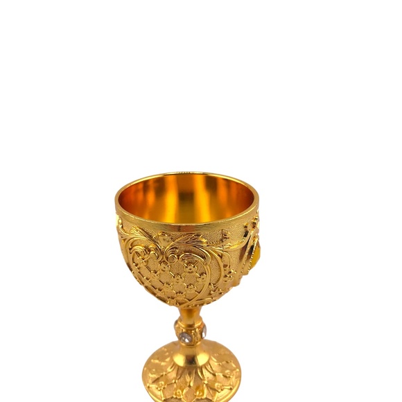 Vintage Metal Shot Glass Small Golden Goblet Gift Idea Home Decor - Picture 3 of 6